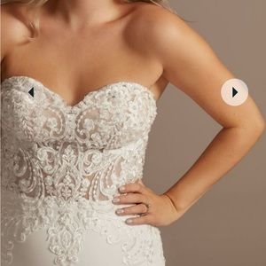 Strapless Lace Appliqué Bridal Gown in Ivory